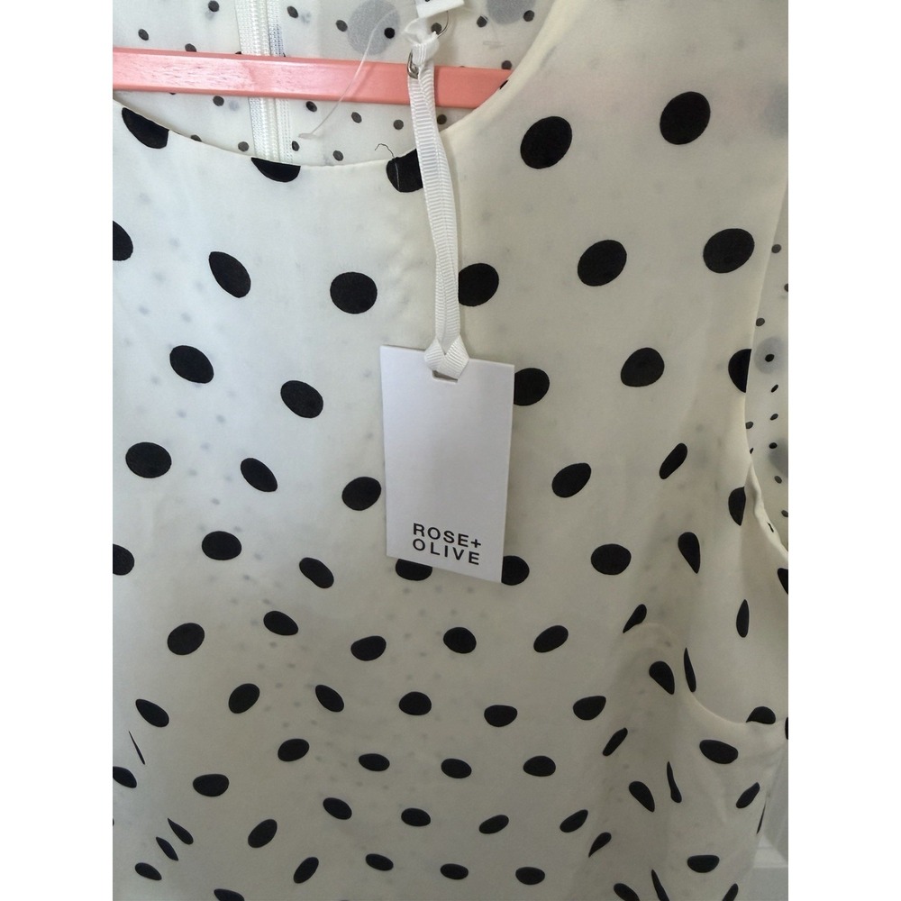 Olive & Rose Women's Sleeveless Top NWT Size Small Polka Dot Black White - Picture 4 of 6
